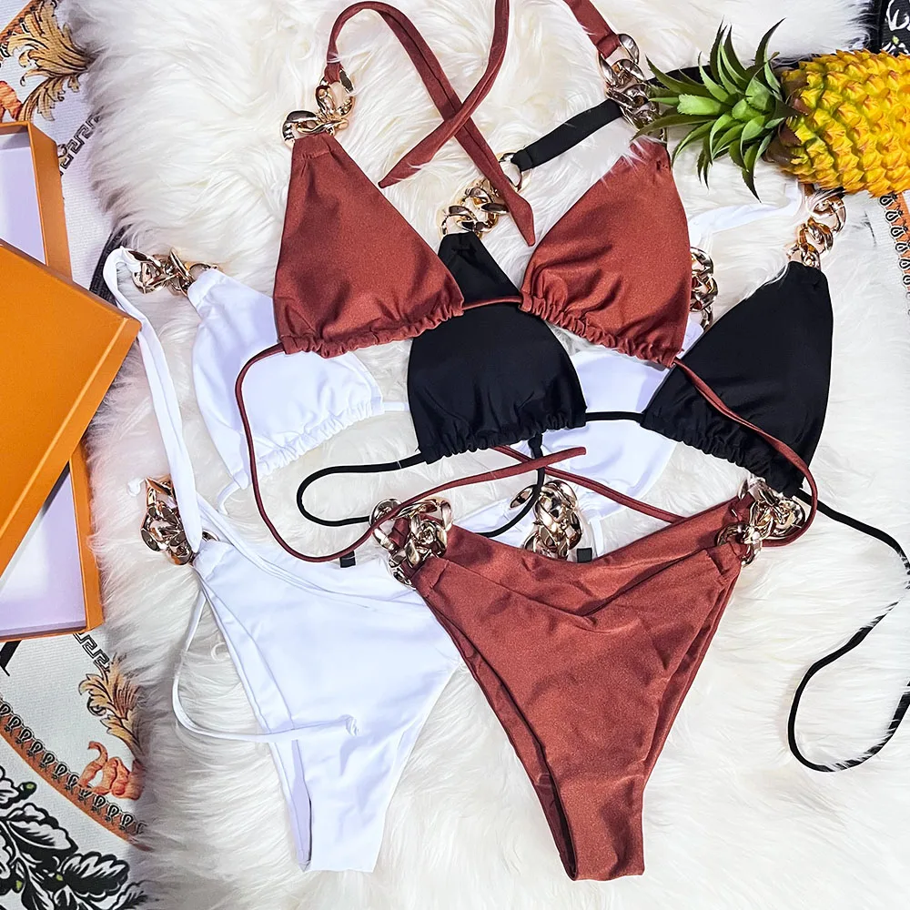 Комплект бикини из 2 предметов дизайнерские купальники с цепочкой женское