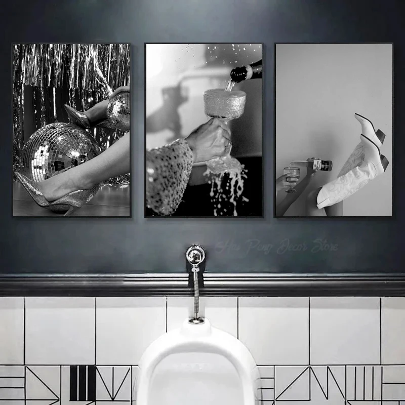 Женский ретро-постер для коктейлей шампанского феминистский Модный диско-шар