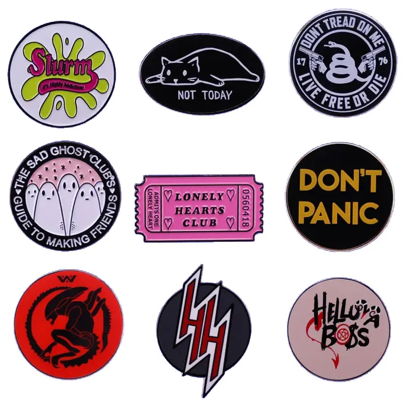 

Monogram Some Interesting Round Sign Badge Cartoon Anime Movie Metal Lapel Brooch Backpack Denim Jacket Pin Decoration Accessory