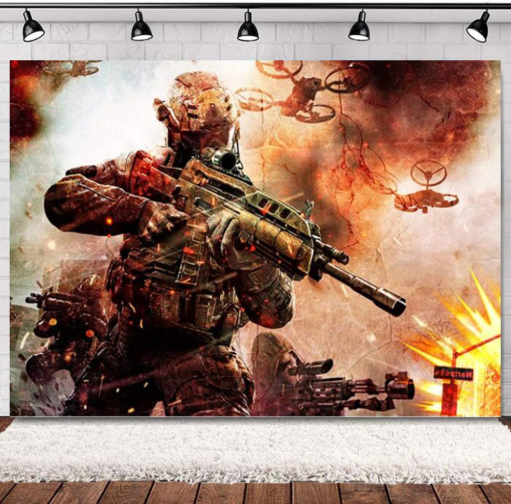 

Call Of Duty Party Photography Backdrop Birthday Party Supplies Banner For Boys Girls Gaming Party Decoration Background