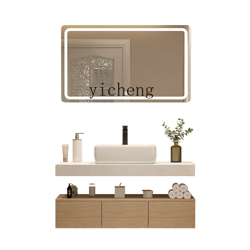

YY Balcony Ceramic Integrated Bathroom Small Apartment Wash Basin Cabinet Holding Basin Washstand
