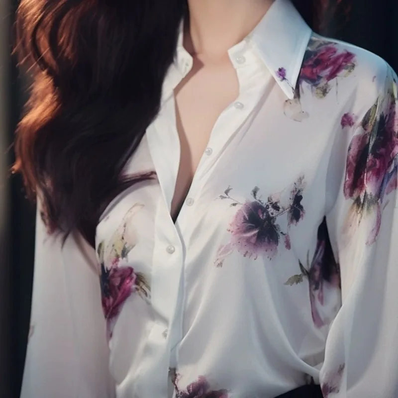 Новинка лета 2024 шифоновые блузки модная однобортная Свободная Женская одежда с