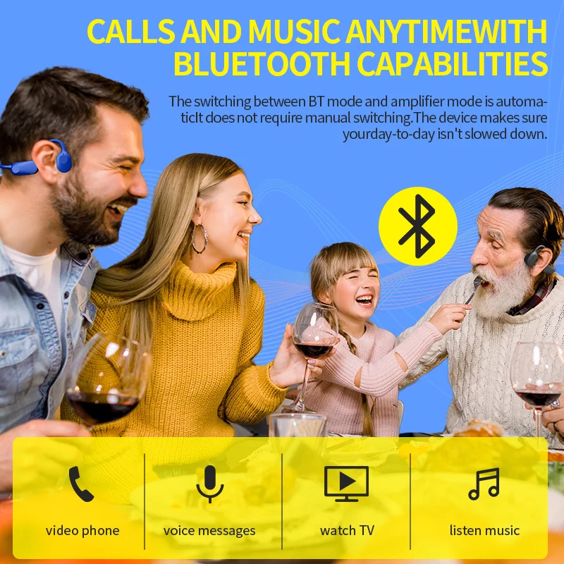 Слуховой аппарат с костной проводимостью, встроенный Bluetooth, 32-канальный интеллектуальный усилитель звука с шумоподавлением и глухотой, перезаряжаемый (art.: 3920d2e710704) - 3920d2e710704