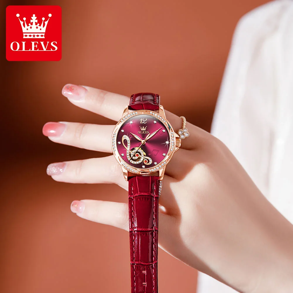 OLEVS Luxury Mechanical Watches Women Automatic Watch Stainless Steel Watchband Fashion 30M Waterproof Ladies Clock Reloj Mujer enlarge