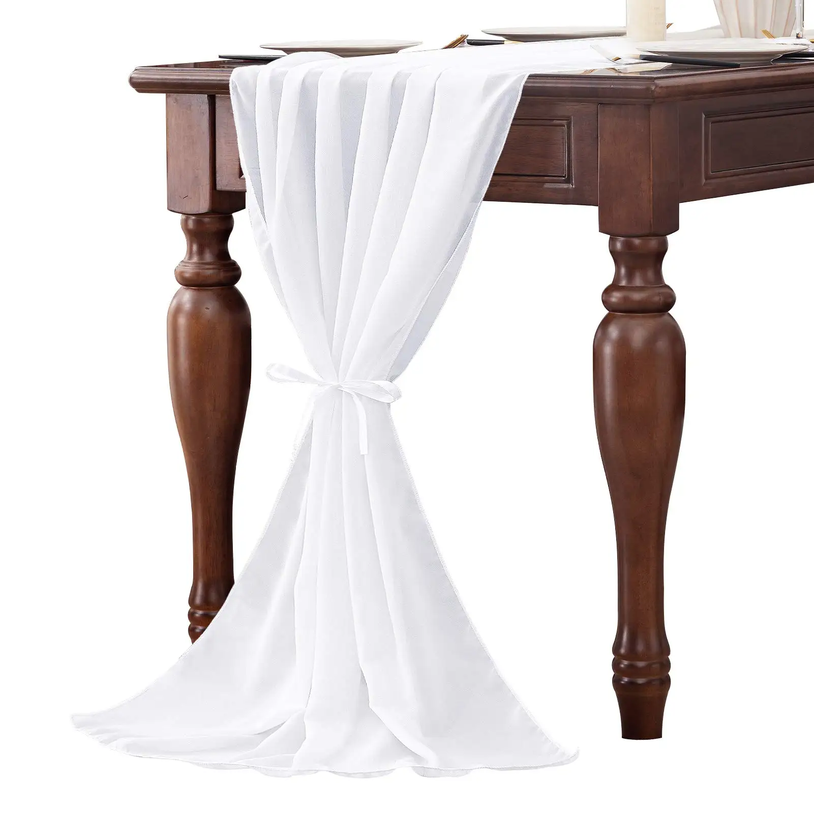 

White Chiffon Table Runner 30X300cm Romantic Wedding Table Runners for Dinding Sheer Bridal Baby Shower Party Table Decorations