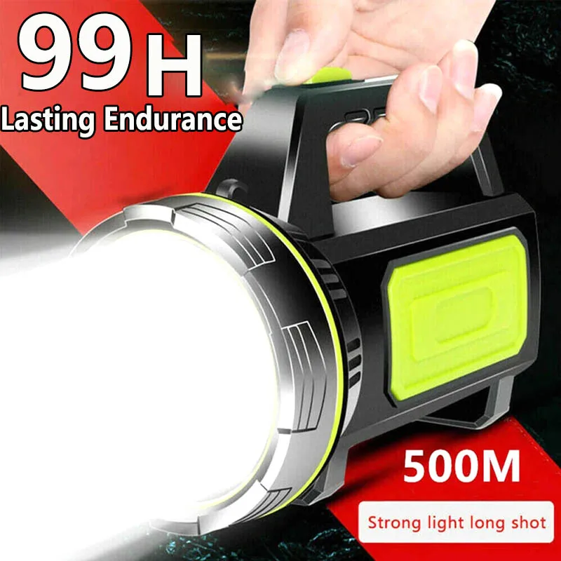 

500m Powerful Led Flashlight Portable Searchlight USB Rechargeable Spotlight Hunting Lamp Camping Fishing Outdoor Lighting