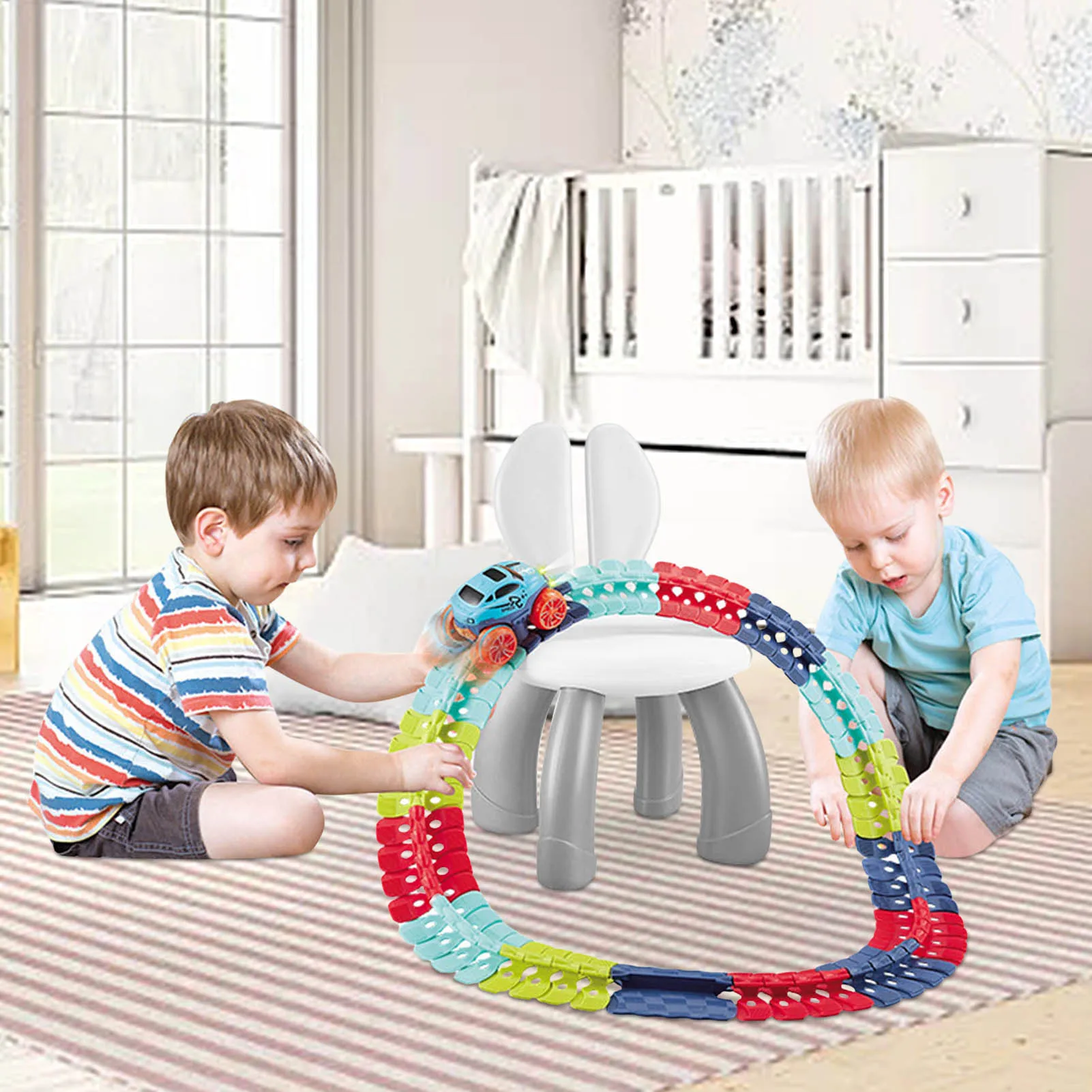 

Changeable Track With LED Light-Up Race Car Racing Track Set Flexible Railway Assembled Track Birthday Gift For Kids Toy