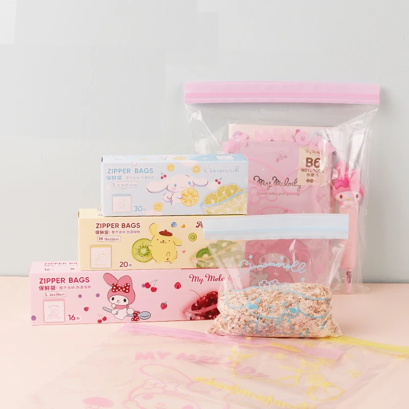 

Sanrioed сумка с застежкой-молнией Kawaii Cinnamoroll My Melody аниме застежка-молния тип еды Свежий Хранение еды аксессуары для еды