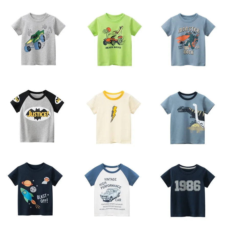 

2 3 4 5 6 8 Years Summer Baby Boys Short Sleeve T-shirt Children Kids Cotton Cartoon Tops For Little Boys 2022