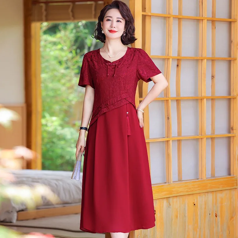 Платье-Ципао из имитации двух частей шифоновое свободное приталенное