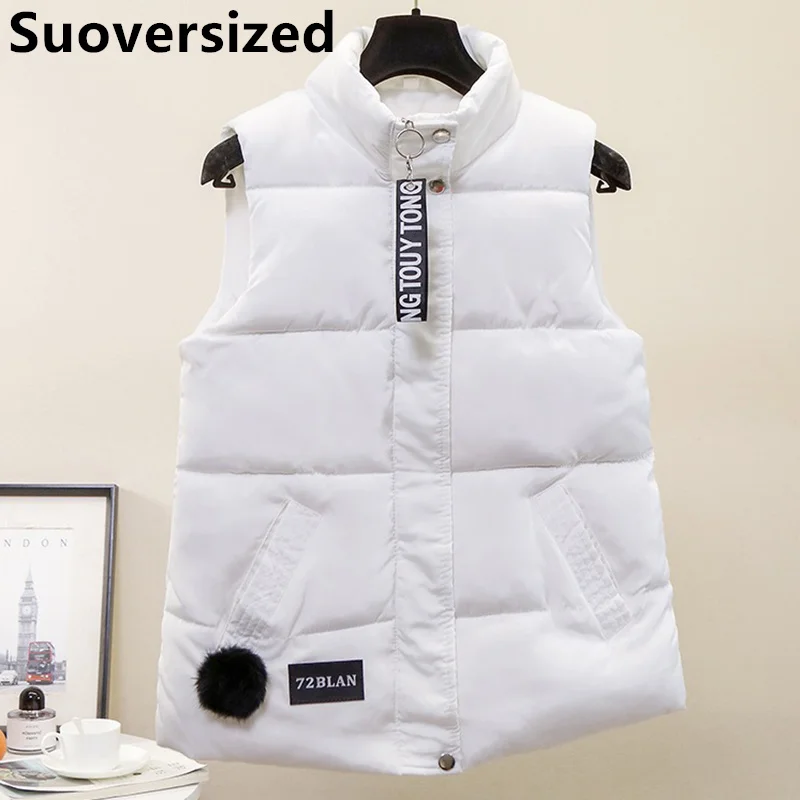

Winter Warm Short Cotton Padded Vestes For Women Slim Black Classic Sleeveless Jackets Korean Casual Streetwear Waistcoats
