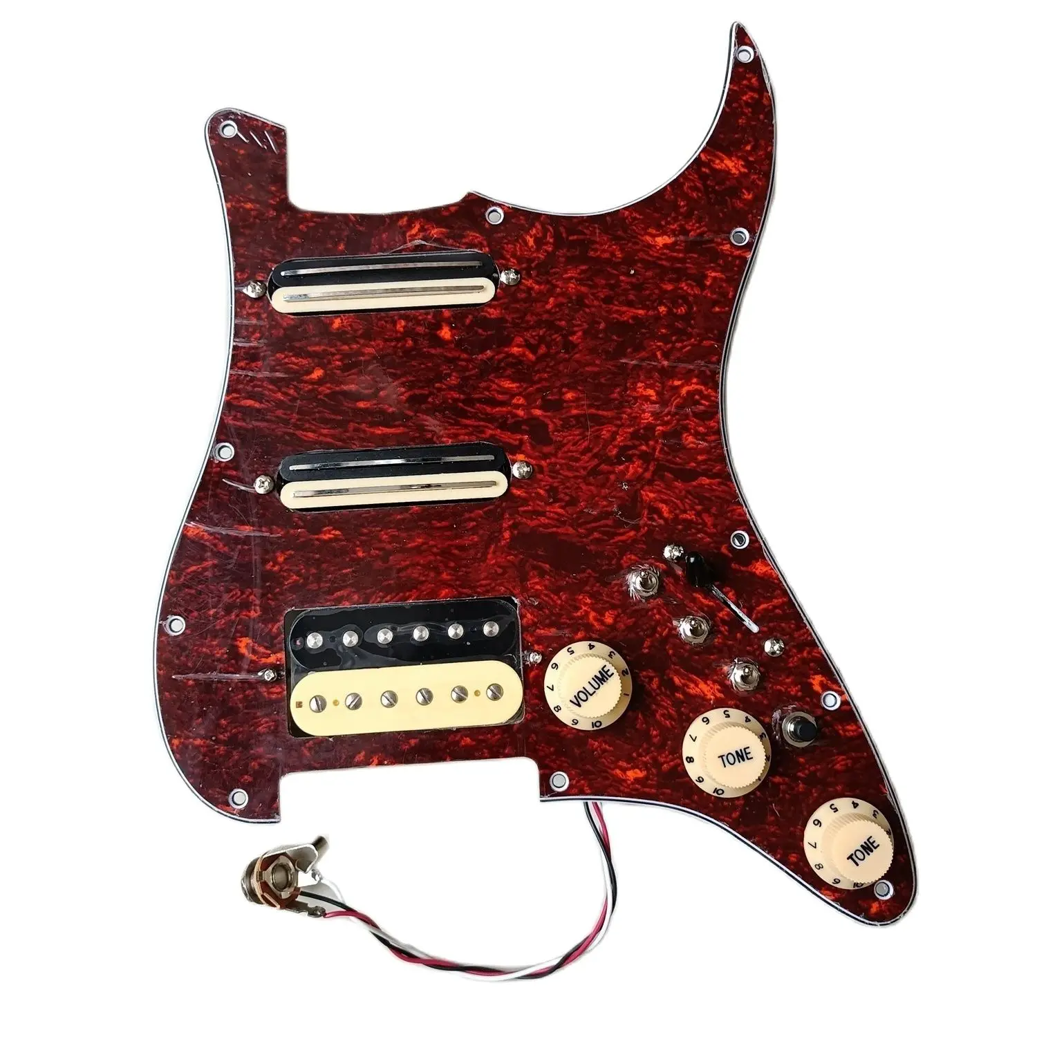 

SSH Prewired Loaded ST Pickguard Multifunction 7 Way Switch Dual Hot Rail High Output Zebra Pickups for FD Guitar Accessories