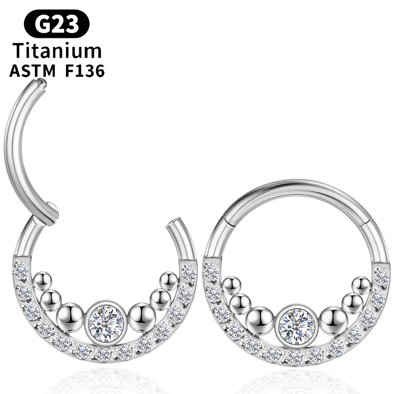 

Cartilage septum sexy clicker Earrings ear clips Daith Charming g23 Helix nose ring hoop titanium Zircon Tragus Body Jewelry