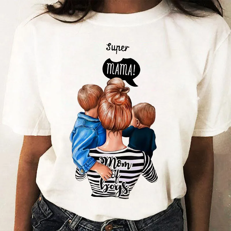 

Women's T-shirt Family Household Mother Print Short Sleeve T Shirt Ladies Female Clothing Trend Cute Graphic Cloth Ropa Mujer
