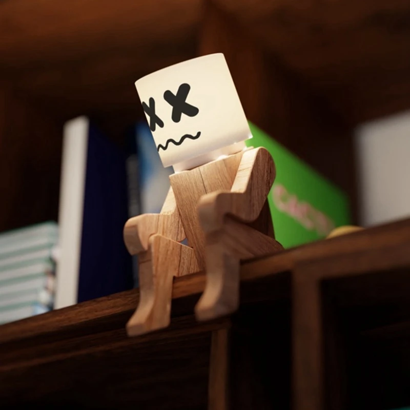 

Маска ночной Светильник деревянное сидячее прикрытое освещение Спальня Кабинет декоративная лампа домашнее украшение-ABUX