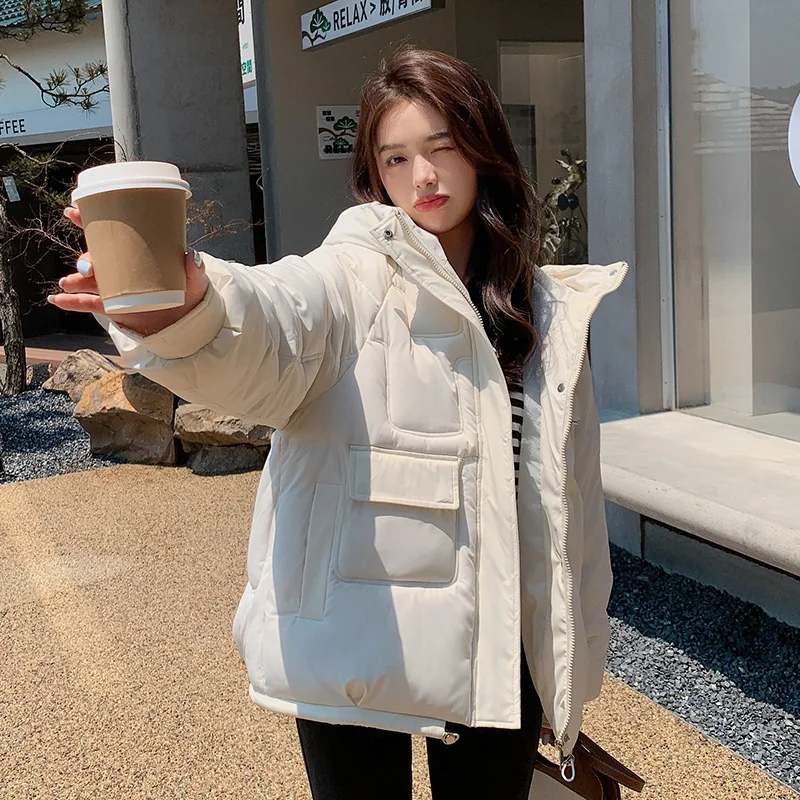 

Down jacket new female small brief paragraph winter cap