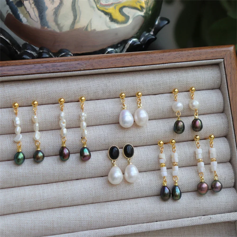 Серьги-капли из стерлингового серебра 925 серьги с натуральным пресноводным