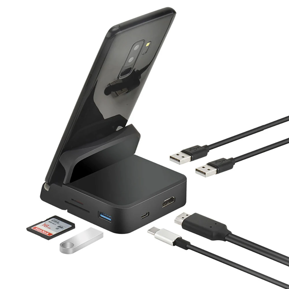 Фото Док-станция-концентратор 8 в 1, подставка для телефона, док-станция Dex Pad, USB C к HDMI-совместиму адаптеру зарядного устройства для док-станции для Samsung №3