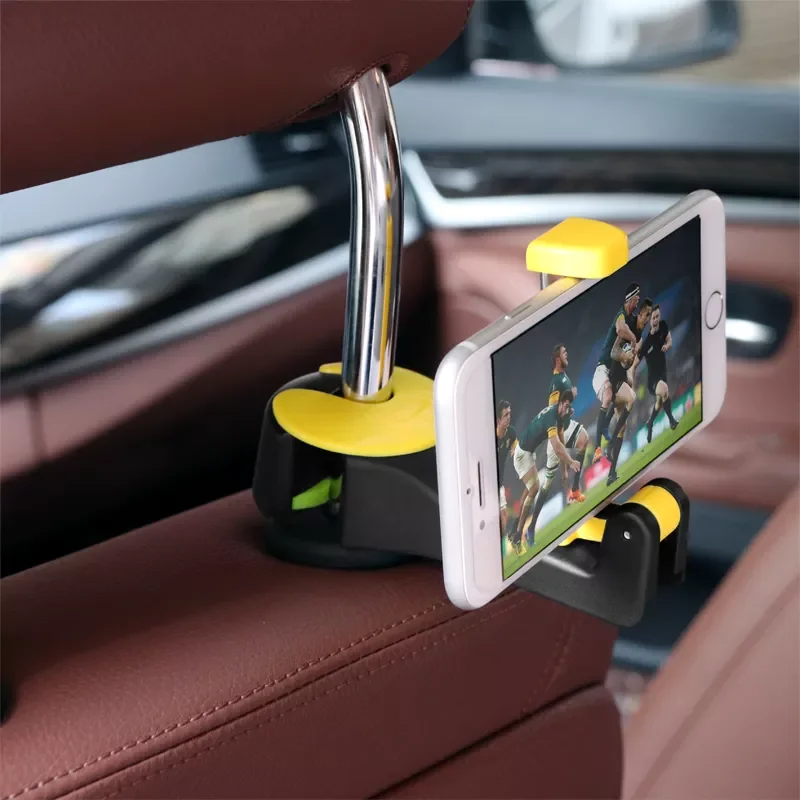 

New 2 in 1 Car Headrest Hook with Phone Holder Seat Back Hanger for Bag Handbag Purse Grocery Cloth Foldble Clips Organizer
