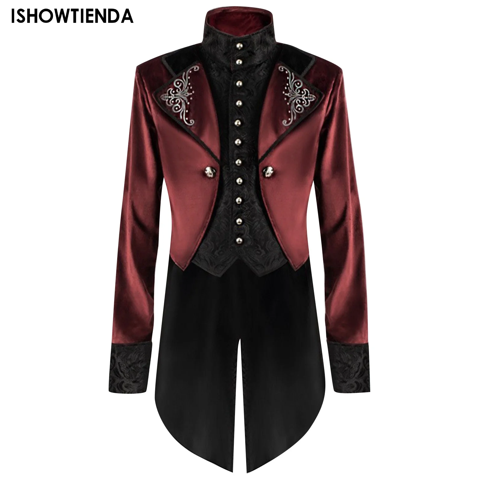 

Vintage Halloween Tailcoat Medieval Men's Tailcoat Gentlemen's Vintage Suede Adult Medium Long Coat Performance Clothes Coats
