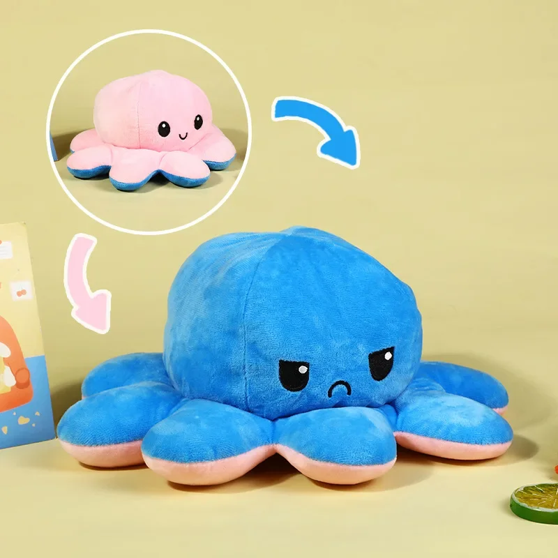 Мягкая плюшевая игрушка-Осьминог из флисовой ткани со сменным лицом