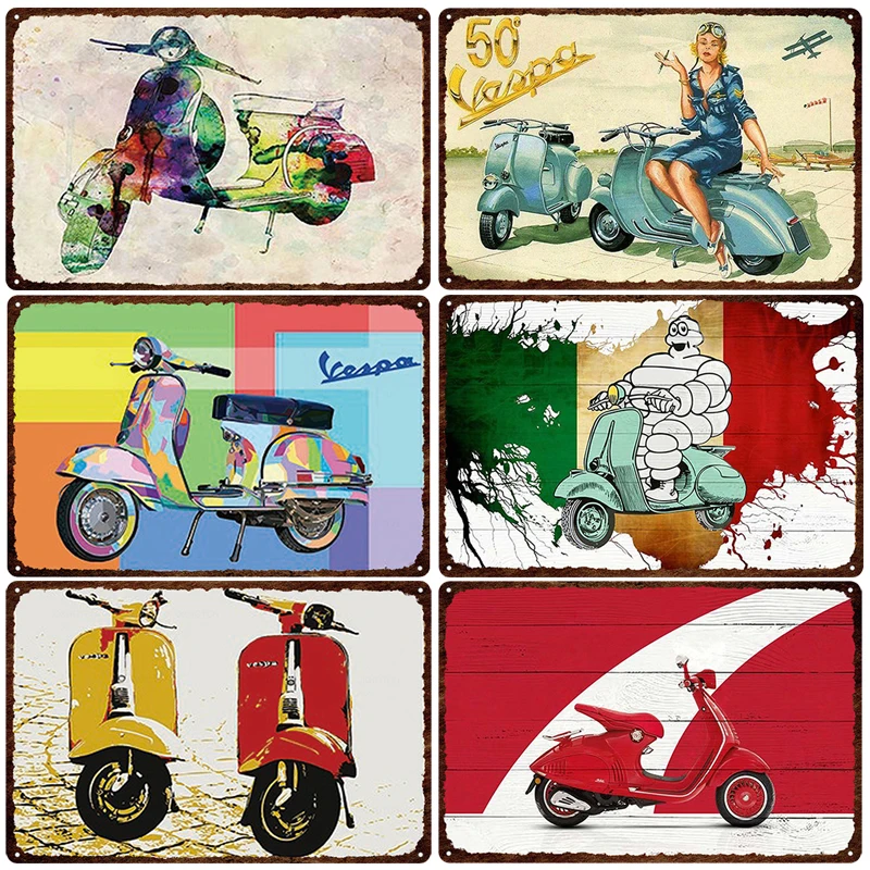 

Scooter Metal Poster Sign Retro Tin Plate Old Fashion Motorcycle Plaque Pub Bar Garage Home Wall Decor 20*30CM