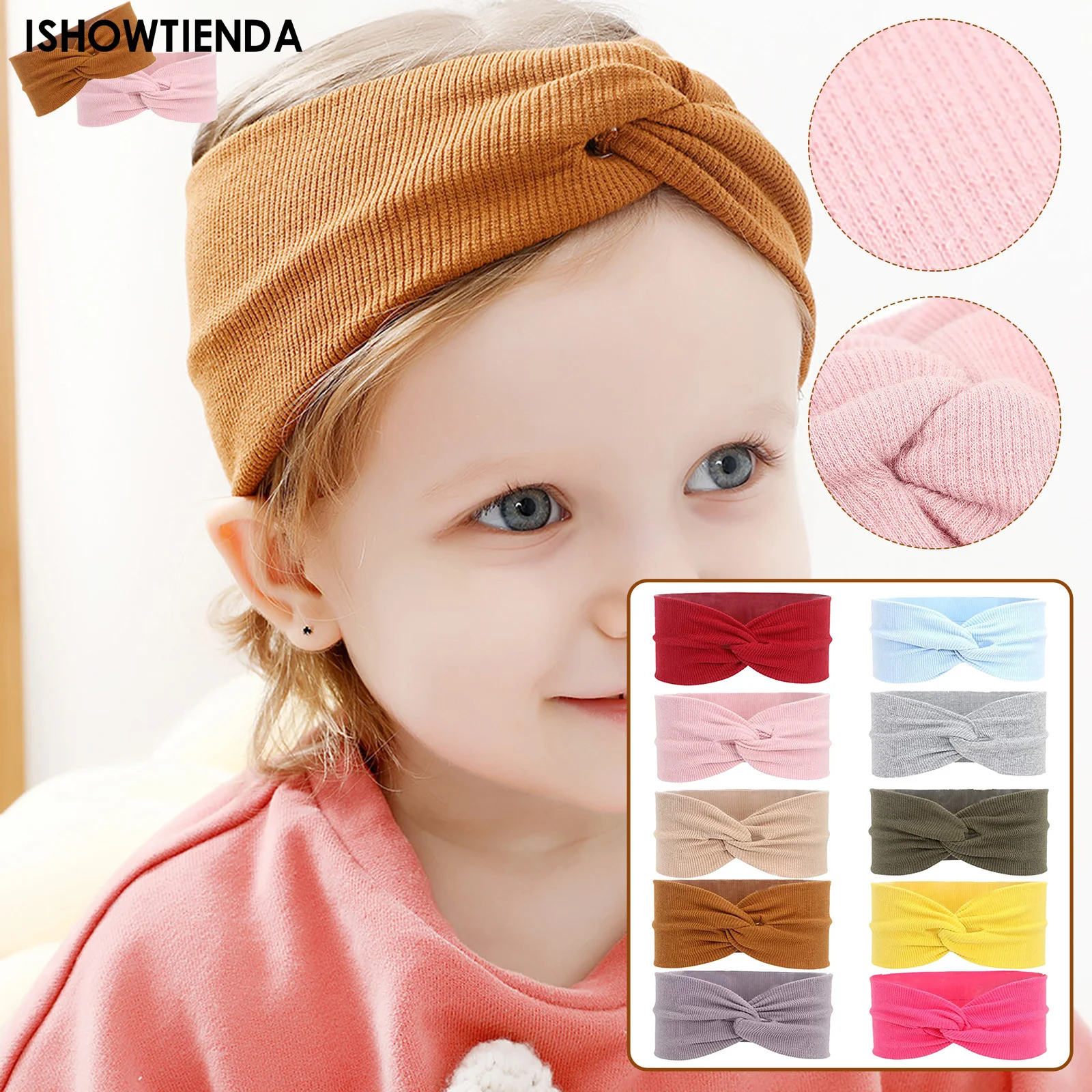 

1 Pcs Spring Summer Solid Color Baby Headband Girls Twisted Knotted Soft Elastic Baby Girl Headbands Hair Accessories Large Size