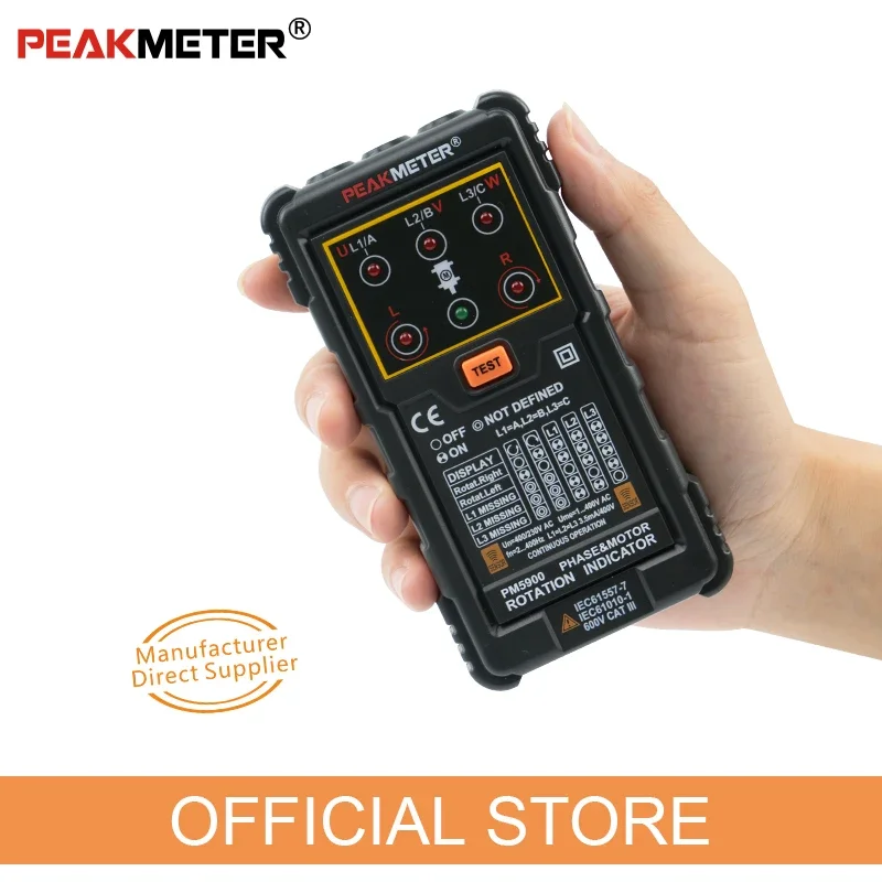 PEAKMETER PM5900 Трехфазный переменный ток Фазовый секвенсор Индикатор вращения