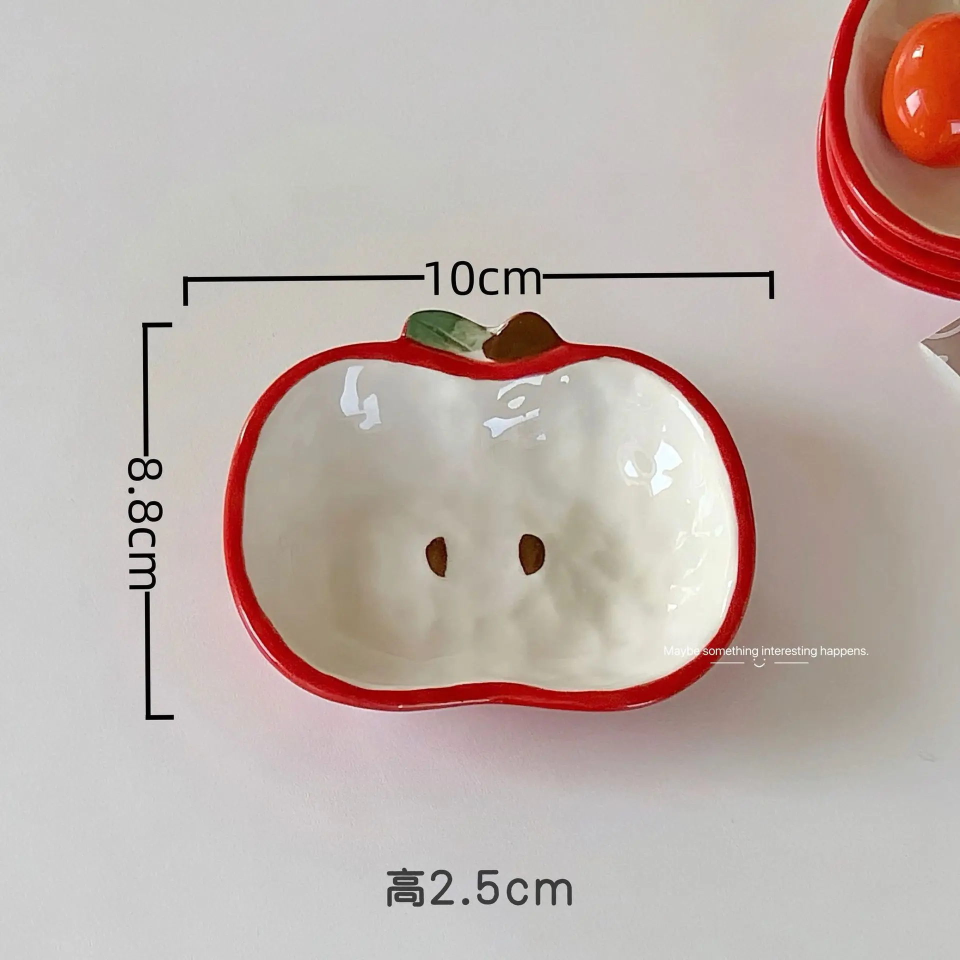 

Керамическая тарелка-яблоко, красный, корейский стиль