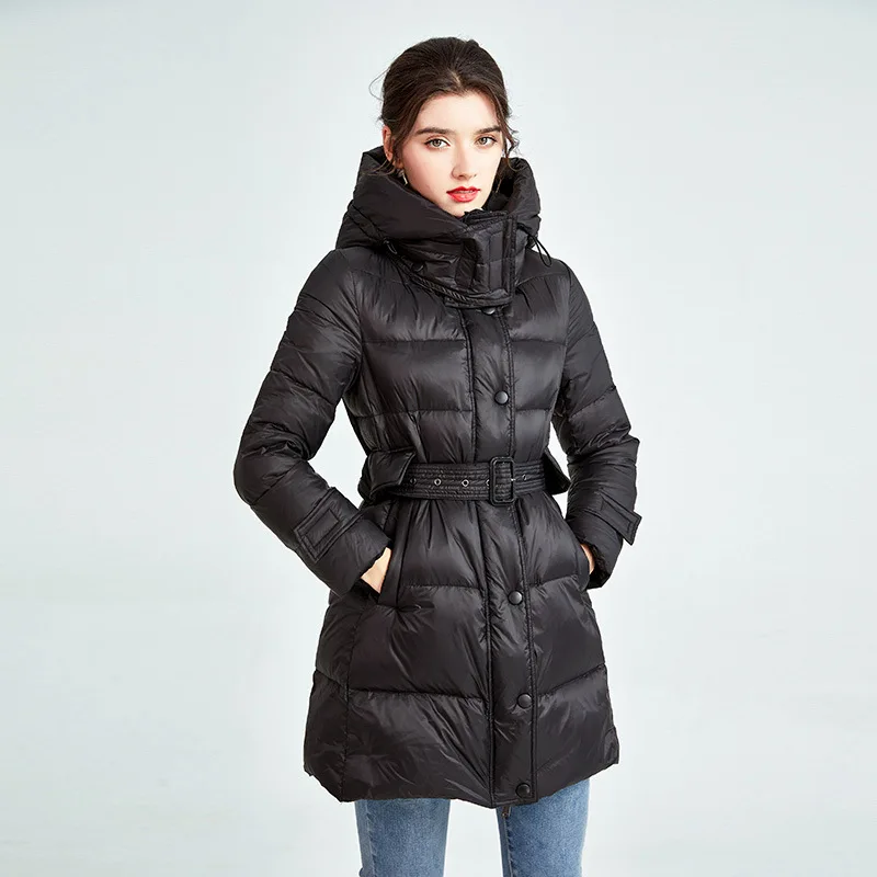Down Jacket Women New Korean Version Slim Hooded Slim White Duck Down Jacket Women Outwear