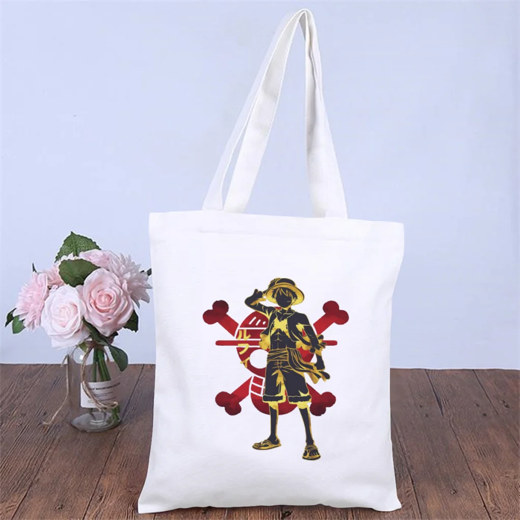 

Luffy WarriorHandbag One Piece TV Series Shoulder Canvas Bags Unisex Storage Pocket Shopper HandBags Capacity Pouch Tote Bag