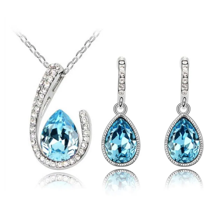 Австрийский кристалл слеза воды Чешский AAAA + стразы ожерелье серьги подвеска