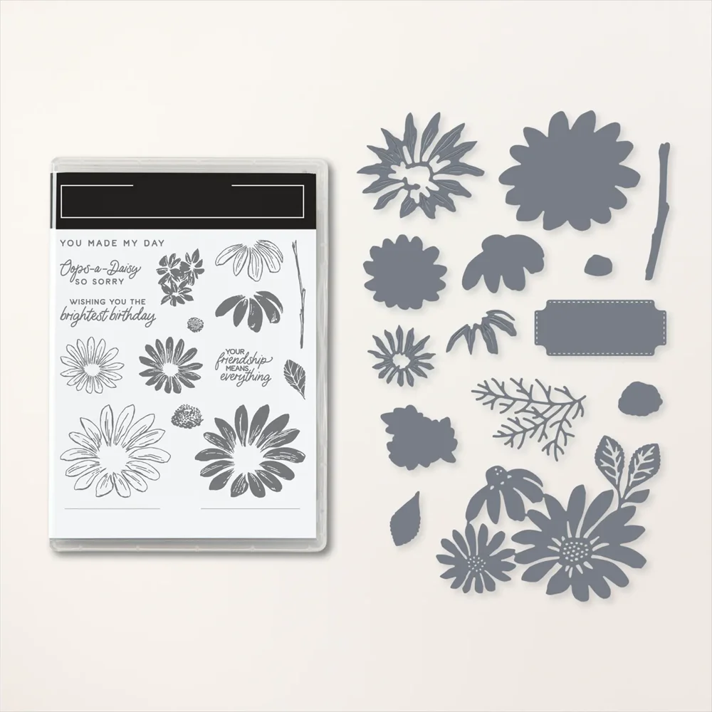 

English/German Cheerful Daisies Stamp and Metal Cutting Dies Floral Flowers Clear Stamps For Scrapbooking Card Making 20A