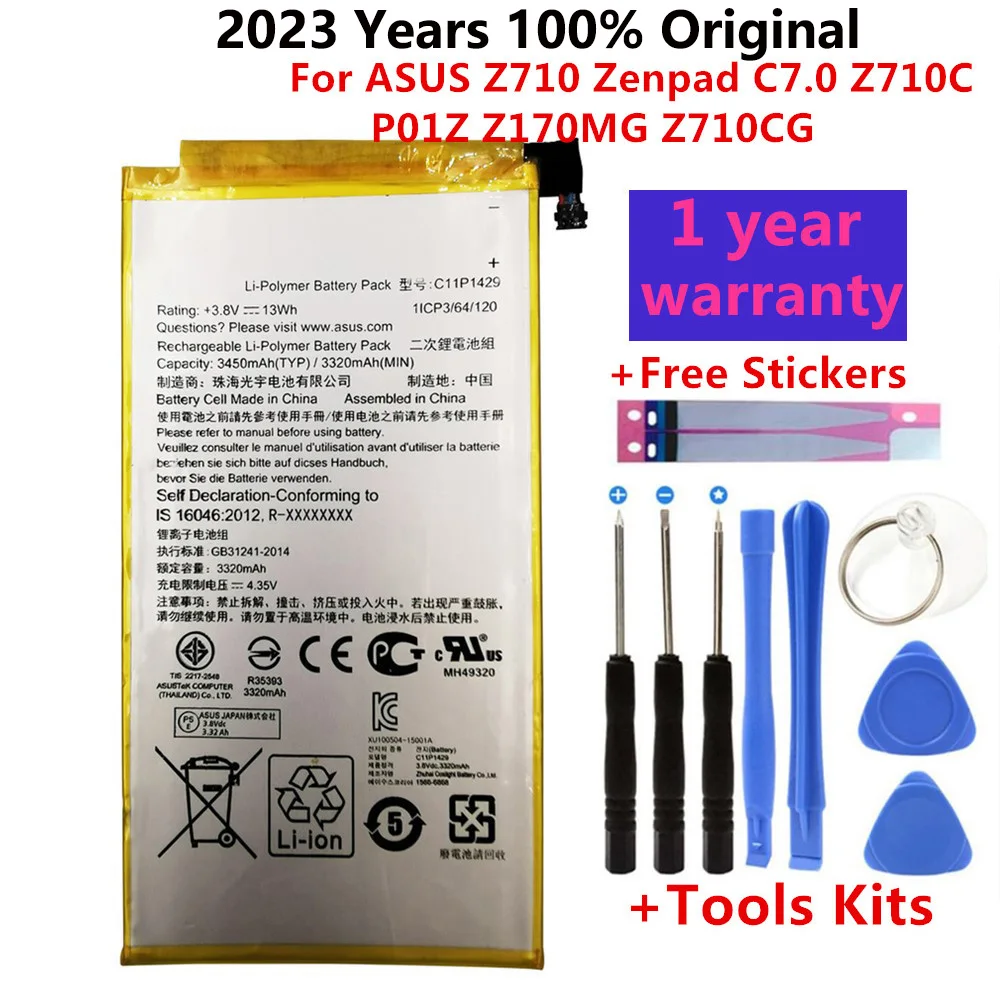 100% Оригинальный аккумулятор большой емкости Zenpad C7.0 для ASUS Z710 Zenpad C7.0 Z710C P01Z Z170MG Z710CG C11P1429 3450 мАч батарея