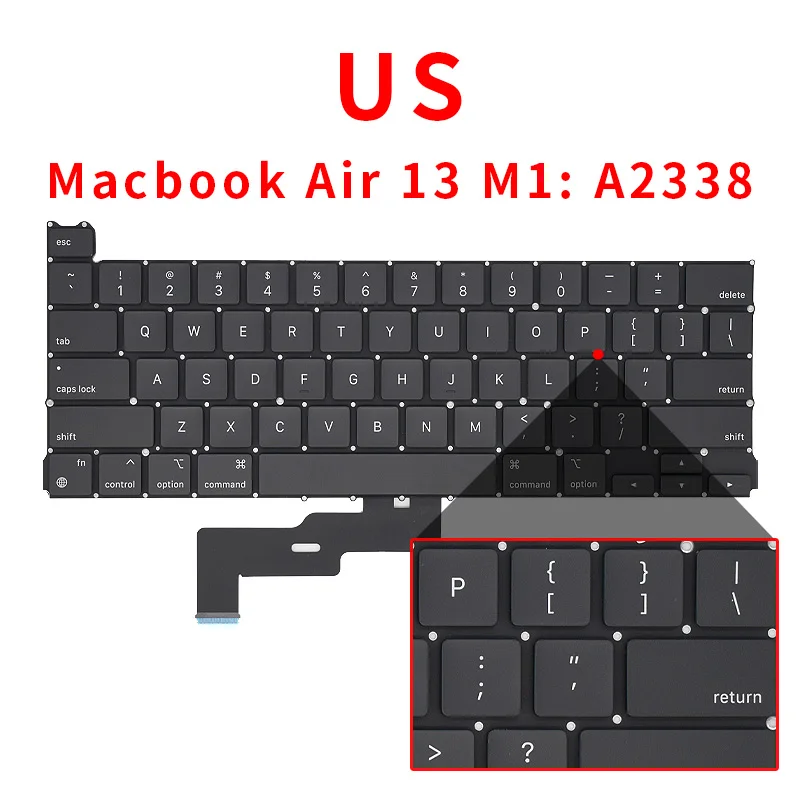 Клавиатура для ноутбука Macbook Air 13 &quotM1 A2338 US UK русский немецкий французский