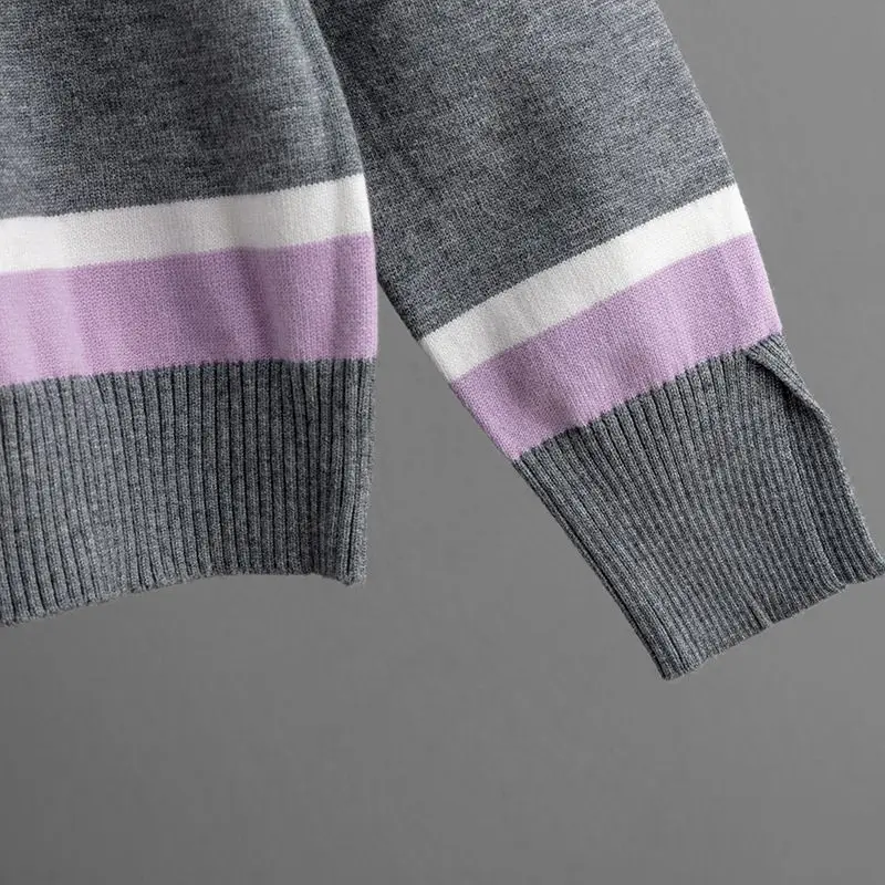 Женский спортивный костюм в полоску теплый свитер и брюки с широкими штанинами