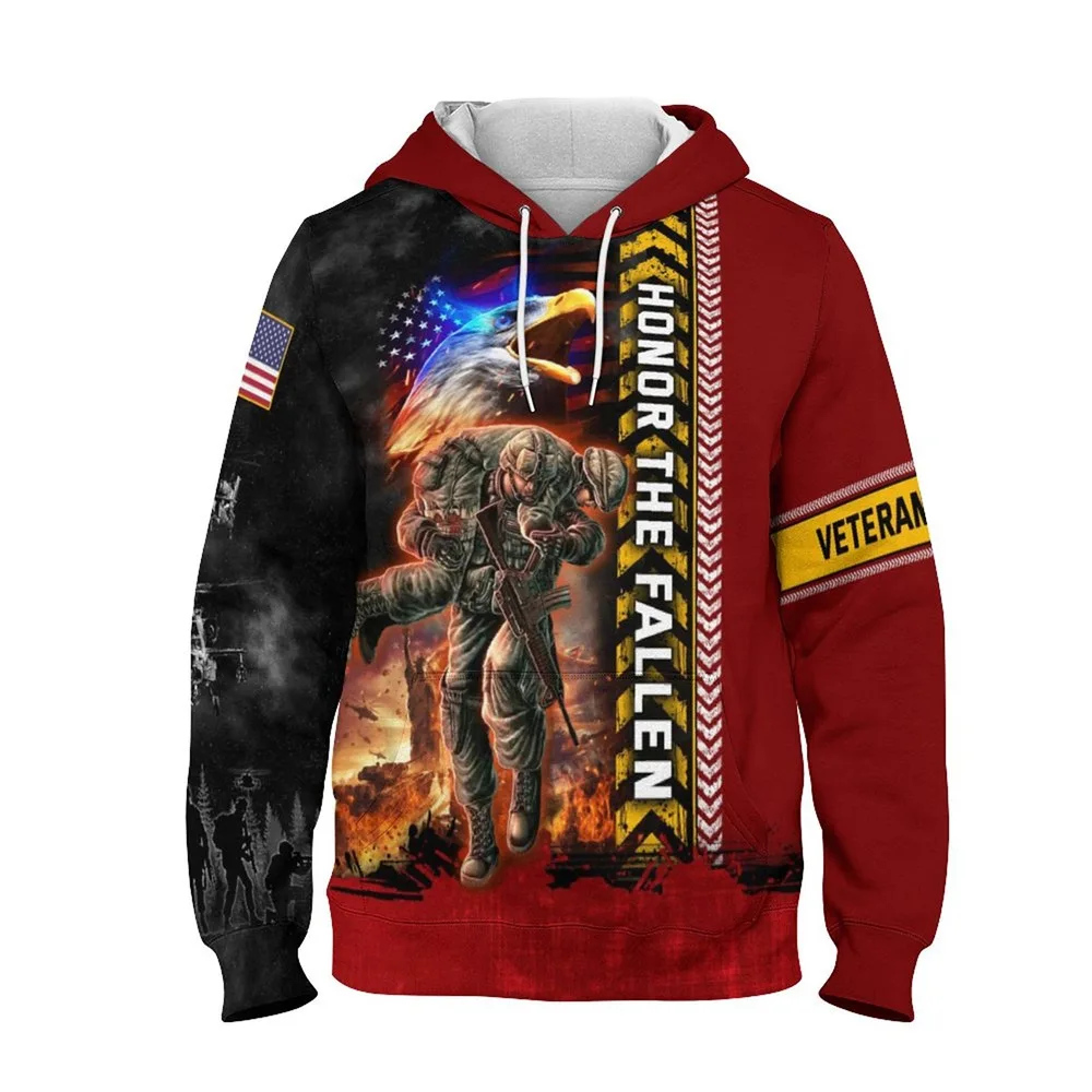 Jumeast мужские толстовки с 3D-принтом на День ветеранов свободные красные большого