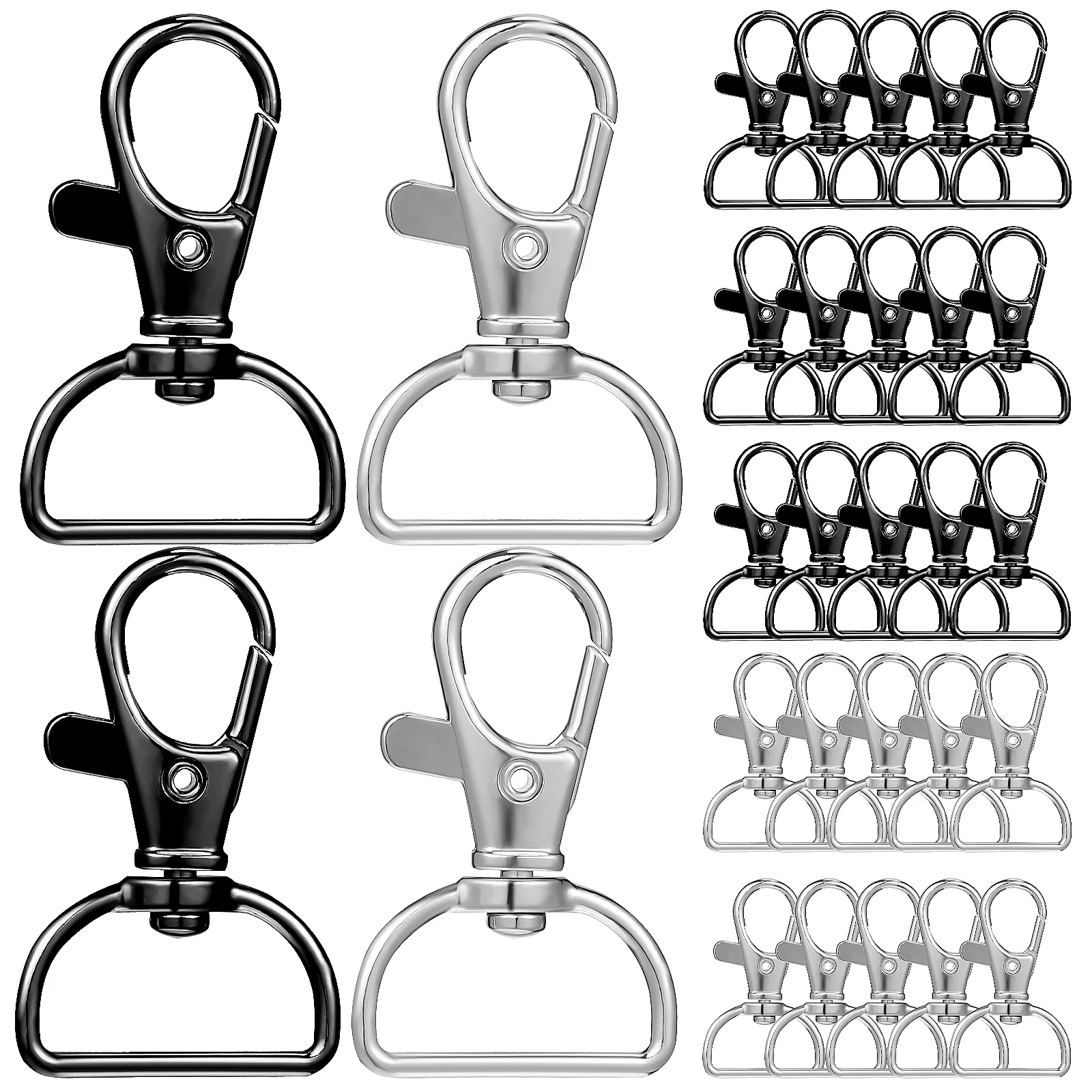 

50 Pcs Hanging Key Buckles Supplies Keychain Handbag Alloy Clasps Lobster Zinc Dog Rotation