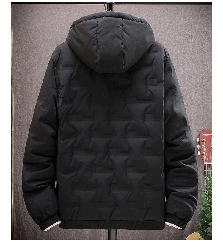 Winter 2022 Men's cotton coat fashion  short trend Thickened cotton coat men's solid color
