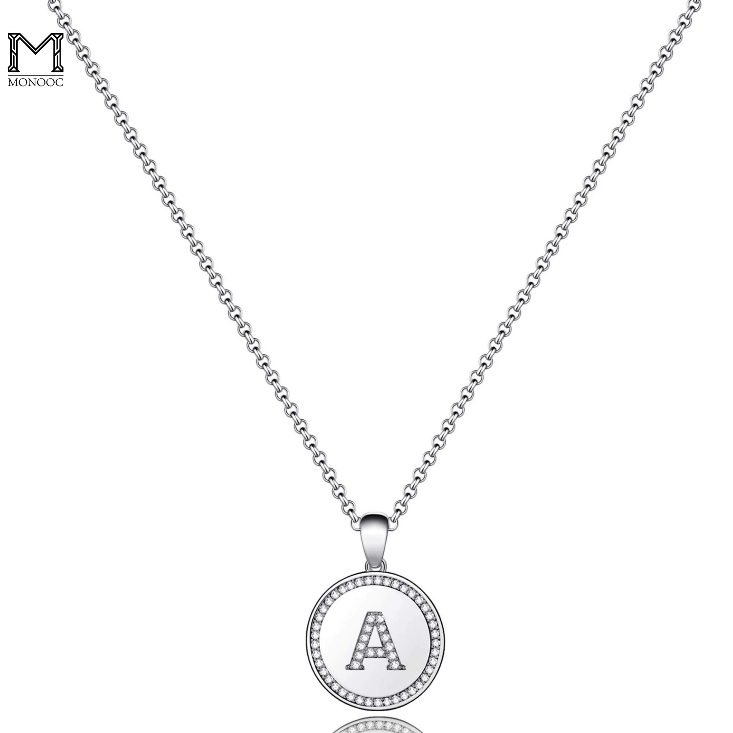 

MONOOC Mothers Day Necklaces Gifts for Mom 14k Gold Filled CZ Initial Letter Pendant Necklace Disc A-Z Alphabet Necklace Jewelry