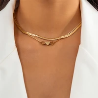 ailodo hiphop heart choker necklace for women multilayer gold silver color snake chain short necklace party wedding jewelry gift