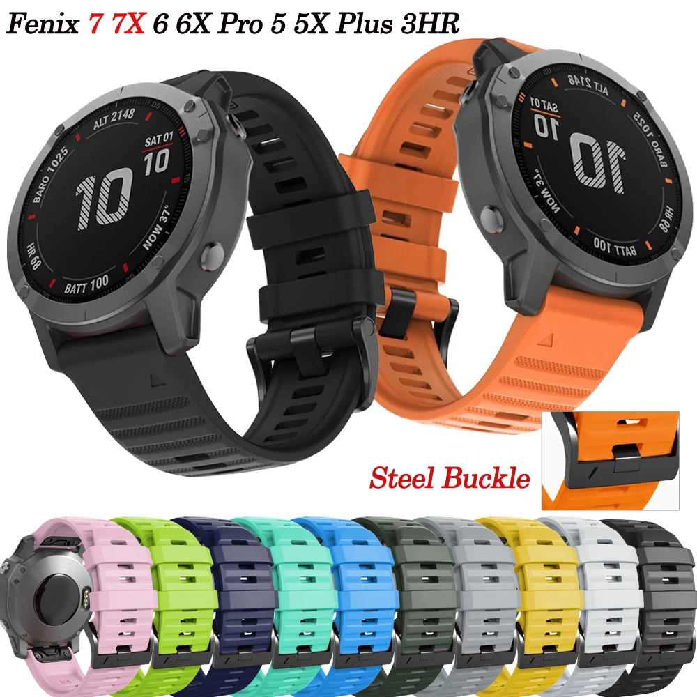 

Ремешок силиконовый спортивный для смарт-часов Garmin Fenix 7 7X 6 6X Pro 5X Plus 3HR 935, 22/26 мм