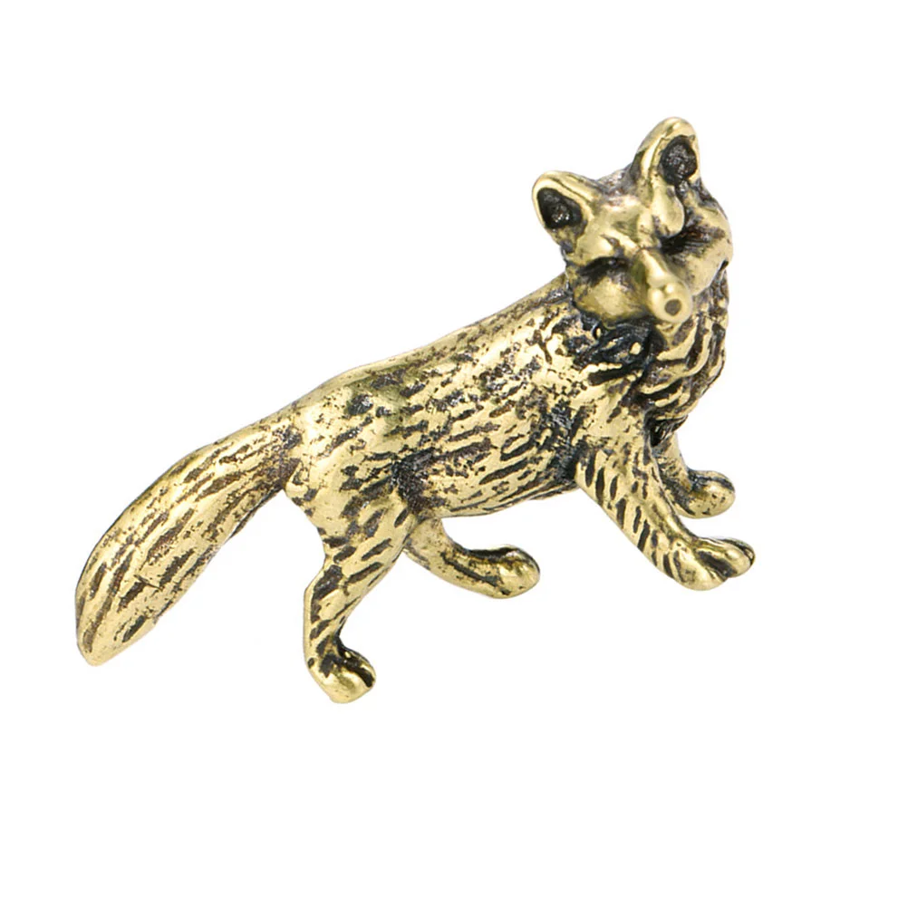 

Decoration Home Fox Figurine Figurines Vintage Miniature Toys Outdoor Animal Statue Model Crafts Brass Ornament