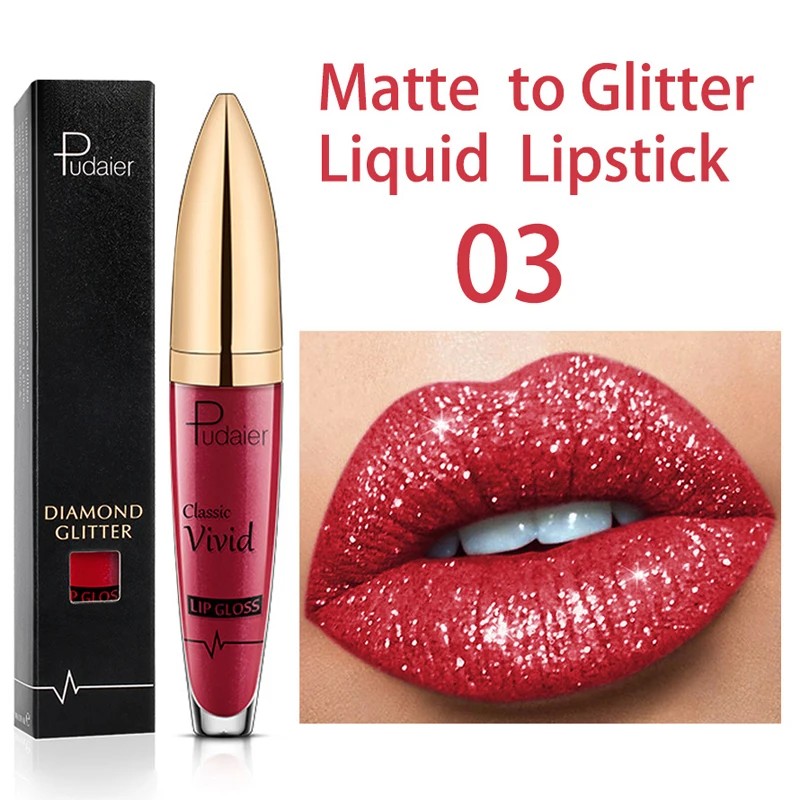 

Glitter Lip Gloss Sexy Charm Lip Glaze Diamond Shiny Liquid Lipstick Waterproof Long Lasting Moisturizing Non Stick Cup Makeup