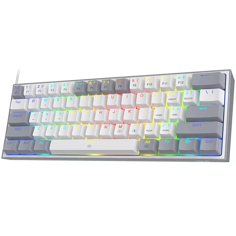 

Проводная игровая клавиатура Redragon K617 Fizz 60% RGB, компактная механическая клавиатура с 61 клавишами и линейным красным переключателем для порта...