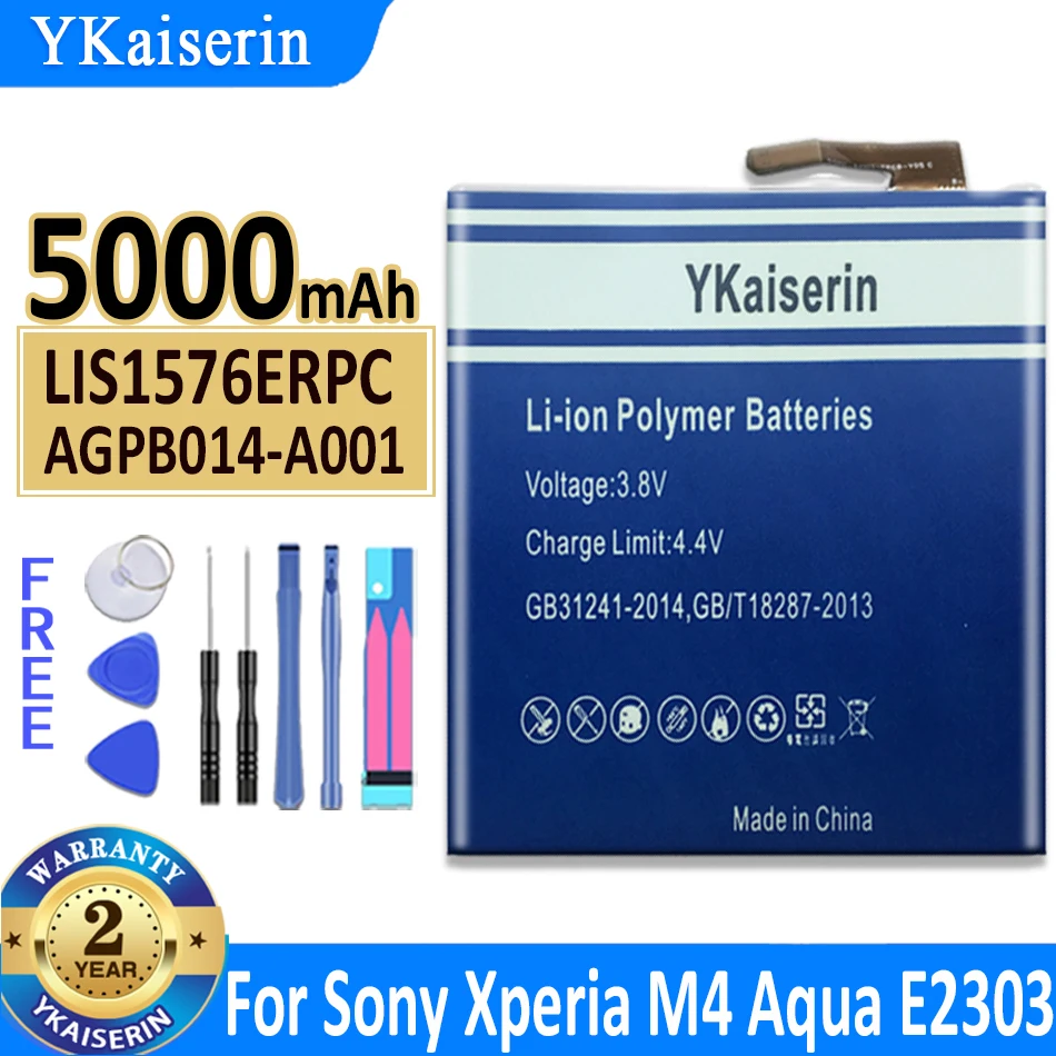 

YKaiserin 5000mAh LIS1576ERPC Battery For SONY Xperia M4 Aqua E2353 E2303 E2333 E2306 E2312 E2363 AGPB014-A001 Phone Batteria
