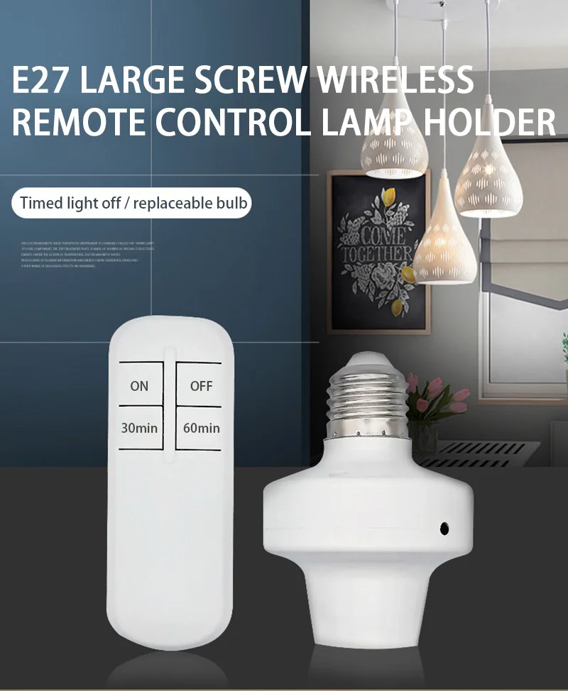 

Wireless Remote Control Lamp Holder Dimmable E27 Socket 220V 110V Bulb LED Night Light With Timer