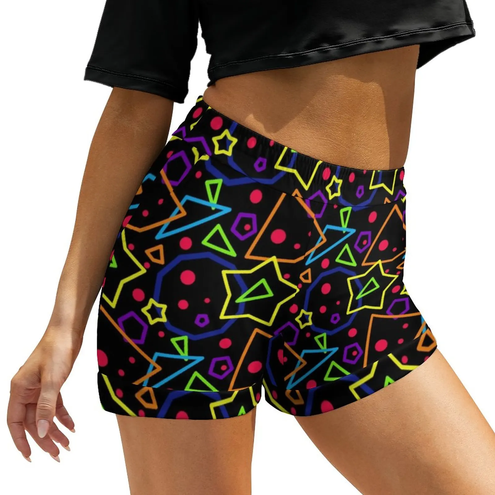 

Geometric Math Shorts High Waist Rainbow Print Graphic Shorts Sexy Oversize Short Pants Streetwear Bottoms Birthday Gift