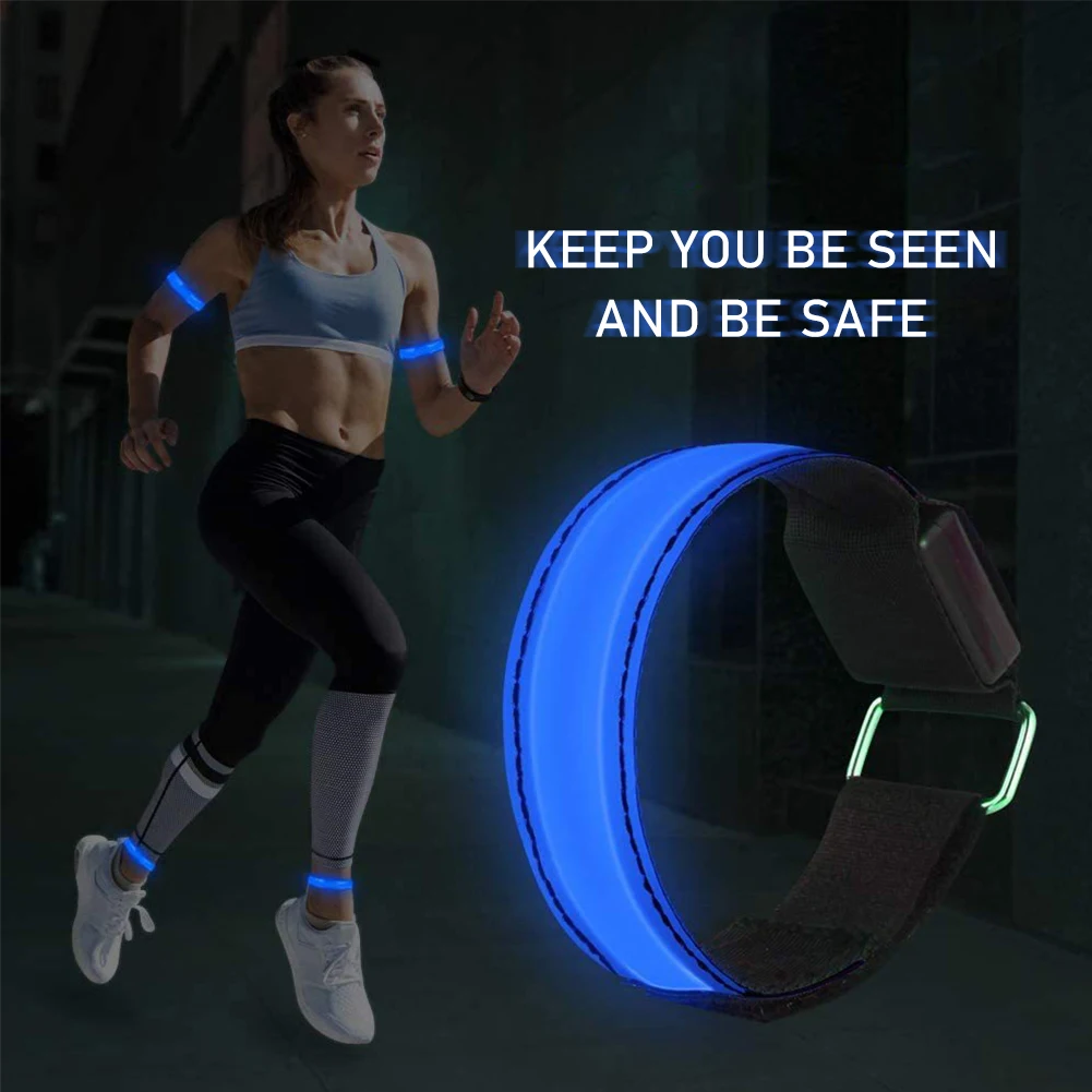 Новый USB зарядный светодиодный светящийся браслет для ночного бега с отражающим ремнем для безопасности на открытом воздухе для спортивных рукавов на 8 цветах.