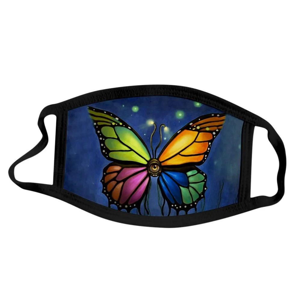 Маски для взрослых унисекс с принтом бабочки моющиеся защитные хлопковые